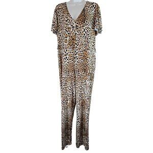 Annalee + Hope Animal leopard Print Jumpsuit Romper Size L Large Pants Outfit